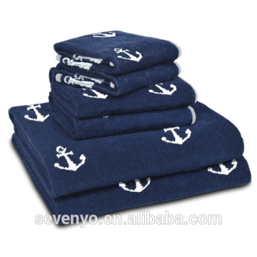 100% cotton Navy anchor bath towel